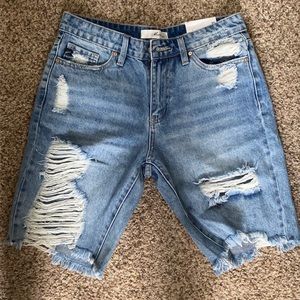 Kancan Distressed denim Bermuda shorts